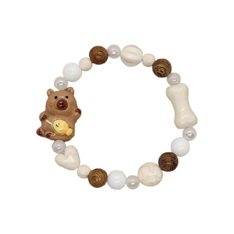 

Adorable Ceramic Bear Charm Bracelet Trendy Unisex Jewelry Ideal For Couples Casual Wear Comfortable Lightweight Accessory