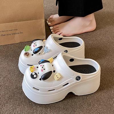 Fashion Women Summer Wedges Sandals Cute DIY Cartoon Dog Ladies Fashion Clogs Thick Sole Garden Shoes Girls Indoor Street Slippers