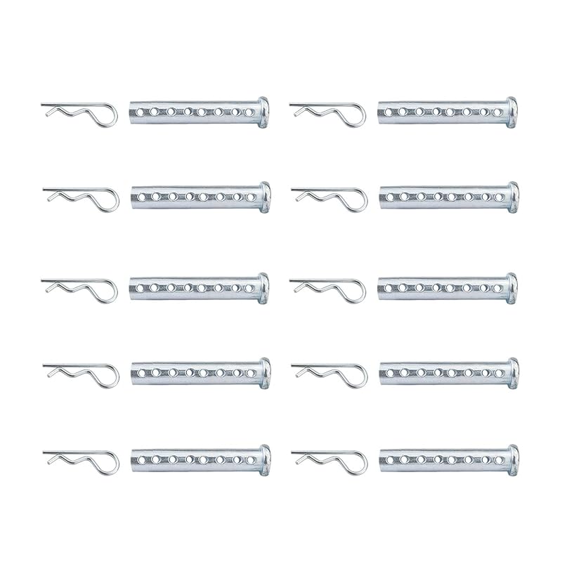 Heavy Duty Adjustable Clevis Pin ,Fastener Tool Size 1/4 x 2inch Zinc Steel 8 Holes W/ Matching R- Clip (10) 10