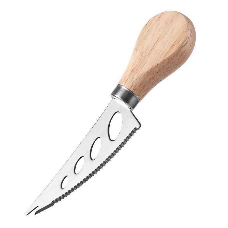 Household Steel Stainless Cheese Butter Knives with Wooden Handle Cheese Slicer Cutter Spatula Fork Kitchen Cooking Baking Tool