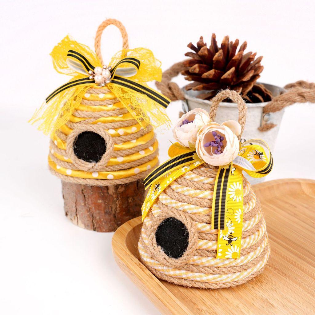 Bee Skep Honeycomb Hanging Ornament In Jute Material For Wedding Party Decor