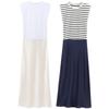 Western Style 2024 Autumn New Women Clothes Midi Sleeveless Round Neck Stripe Long Dress 2157224