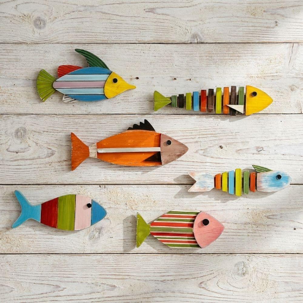 Vintage Coastal Style Fish Ornaments Nautical Style Fish Pendant Set Living Room