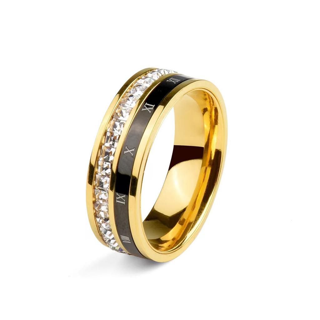 Pierres Blanches Claires Mariage Bague Femme Acier Inoxydable 1 et 2 Rangées Zircon Mode Bague Couple Bijoux Femme