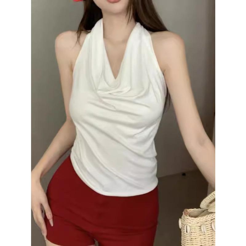 Slim Sexy Swinging Neck Sleeveless Shirt Women's Summer Bottom Top Women's Trend