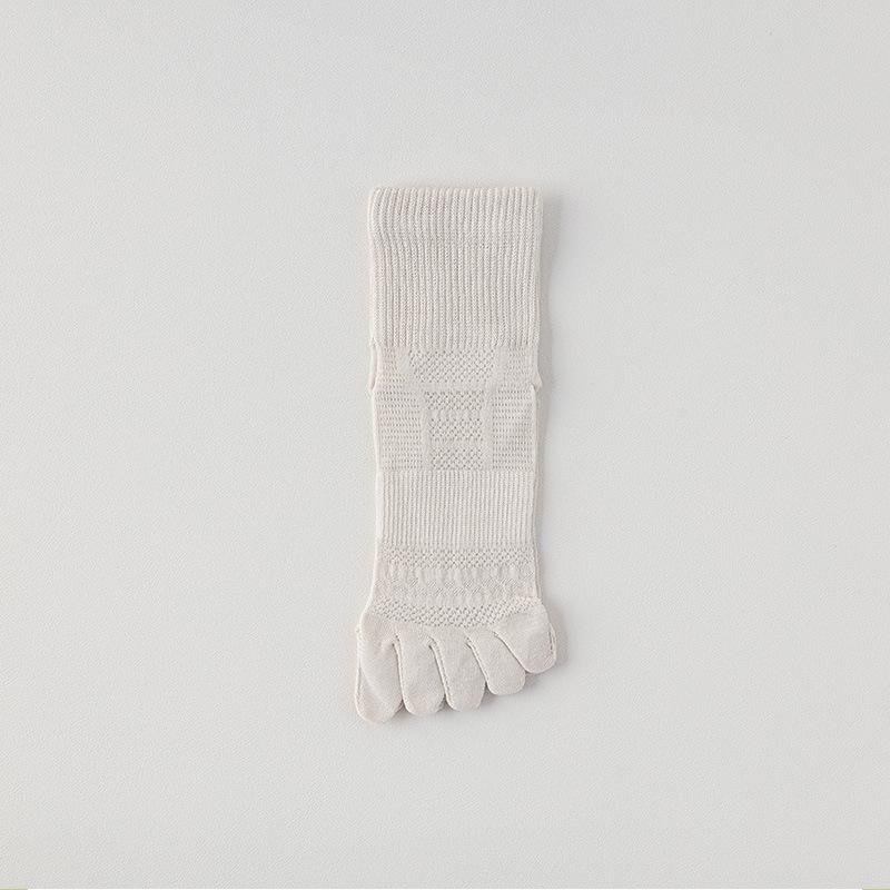 Women Summer Thin Mesh Breathable Pure Color Sweat Absorbent Boneless Short Five Finger Socks