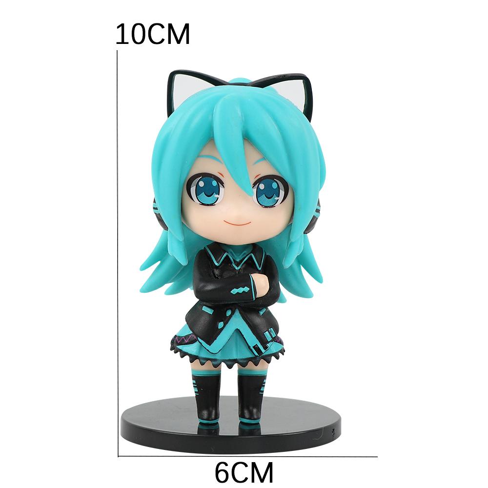6Pcs Q Version Hatsune Miku Anime Action Figurine  Pvc Model Collection Dolls Desktop Decoration Kids Toys Birthday Gifts
