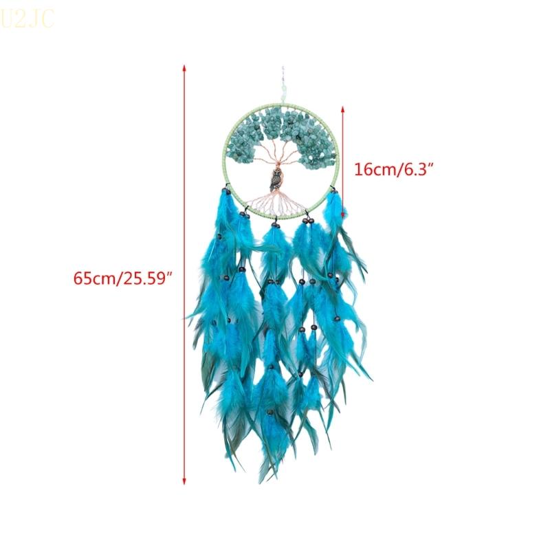 Tree Dreamcatcher Bohemian Owl Feathers Wall Hangings Wind Chimes for Bedroom Home
