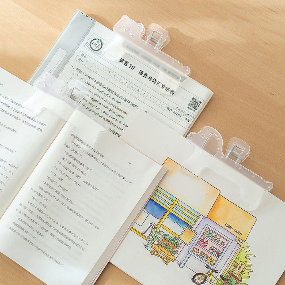 Portable Transparent Fixed Book Clips Reading Aid Cute Cat Reading Aid Book Clips Durable Anti-slip Plastic Book Clip Office