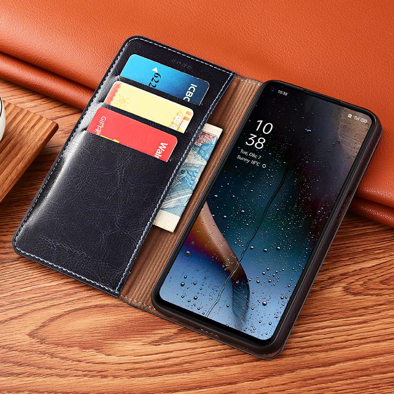 

Флип-чехол из натуральной кожи Crazy Horse для Oneplus6 6T 7 7T 8 8T 9 9T 9T 10 10T 10T 11 12 12R 13 13T 13R 15Pro Чехлы-кошельки Oneplus 15&Honor Magic7 Lite синий