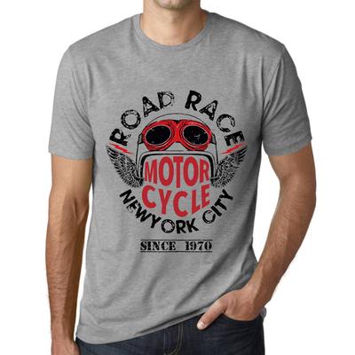 T-shirt vintage homme T-shirt graphique Course sur route depuis 1970 Gris Chiné