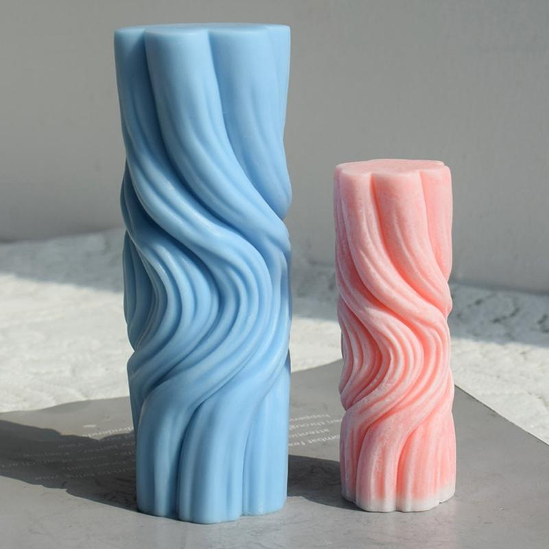 Silicone Candle Mold for Home Decorations Waxes Mold Water Ripple Cylindrical Candle Making DIY Aromatherapy Candle Art