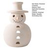 Handmade Terracotta Snowman Figurines White Clay Winter Decor Holiday Rustic Ornament Indoor Outdoor Christmas Decoration