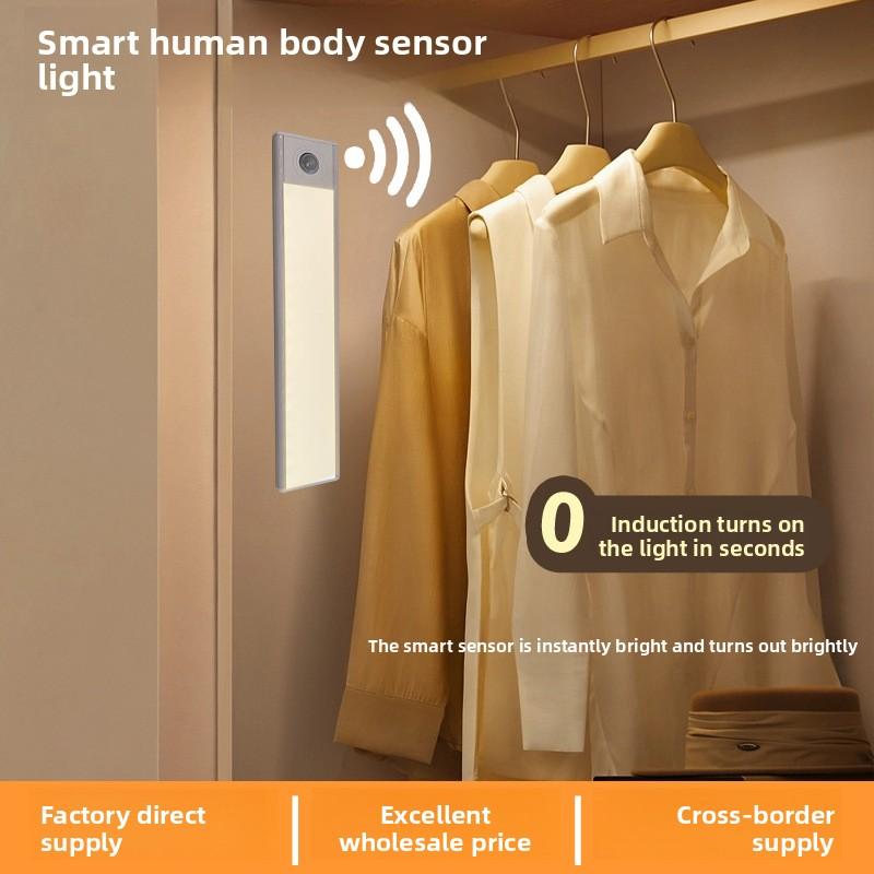 Ambient Light Human Body Sensor Light People Come To Light Led Rechargeable Long Cabinet Wardrobe Stairs Induction Night Light