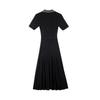 S Home High-end French Elegant Lady Black Lapel Short Sleeve Single-breasted Hot Diamond Skinny Long Knitted Dress