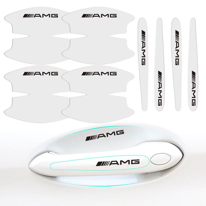 8Pcs Car Door Handle Stickers TUP Anti-Scratch Protective Film For Mercedes Benz AMG A B C E G CLA W211 W203 W204 C260 E300L