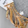 Gold Handmade Beaded Sequins Costume Dress Performance Costume Accessories Decorative V-Neck Front Neck Cloth Stickers Accessories
