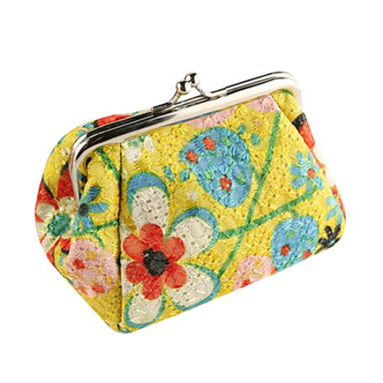 Portamonete portamonete con portamonete ricamato con fiori carini alla moda da donna