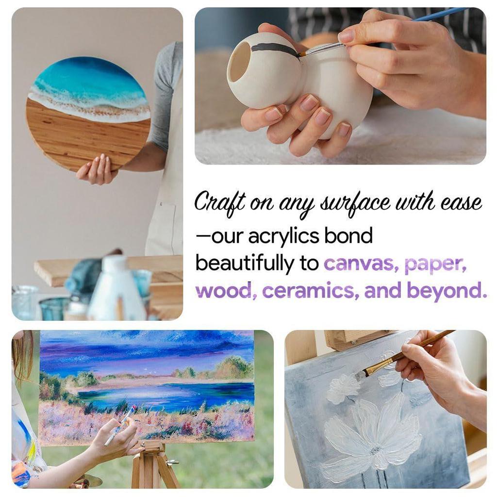 Pastel Acrylic Paint Set - 6 Beautiful Colors, 50 Ml Each - Perfect For Artists And Crafters - Multicolor
