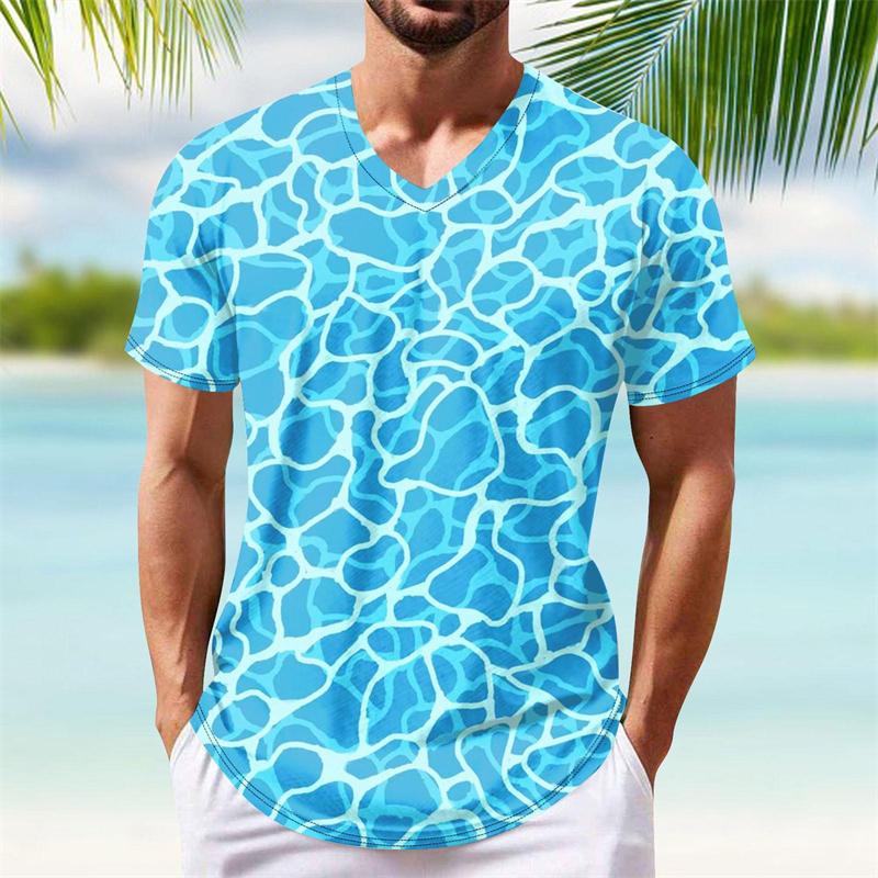 

Sea Beach Casual All Over Print V-neck T-shirt For Men Hawaii Vacation Funny Quick Dry T Shirts Summer Fashion Personality Tee S