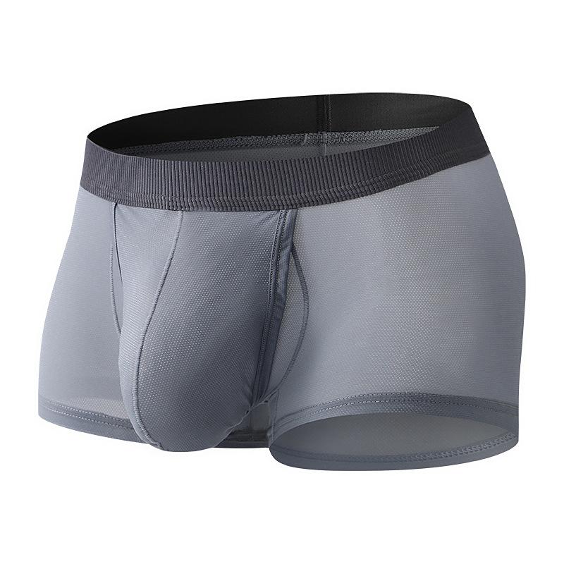 Men's Summer Thin Sexy Side Opening Ice Silk Breathable Comfortable Flat Angle Briefs