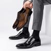 Men's Plus Size Genuine Leather Formal Wedding Shoes - Three-Piece Square Toe Design.