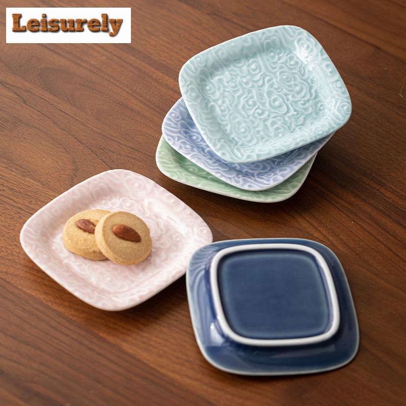 Chinese Cloud Square Dish Mini Dim Sum Dried Fruit Soy Sauce Saucer Dried Fruit Basket Candy Cake Stand Tea Living Room Table