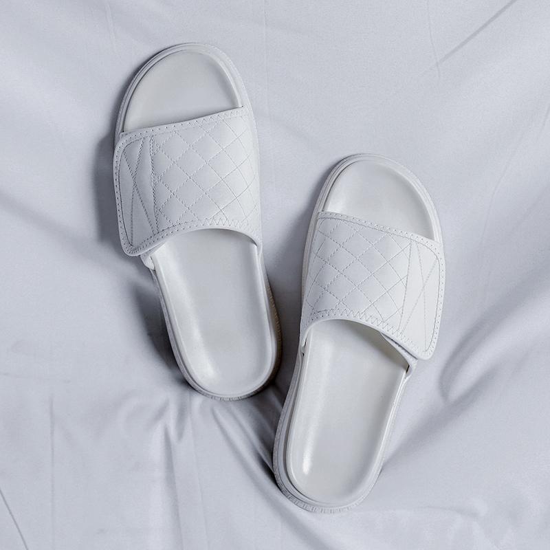 

Роскошные Классические Летние Мужские Шлепанцы Натуральная Кожа Шлепанцы Сандалии Кожа Оригинальные Мужские Вьетнамки Уличные Мужские Шлепанцы 44 белый