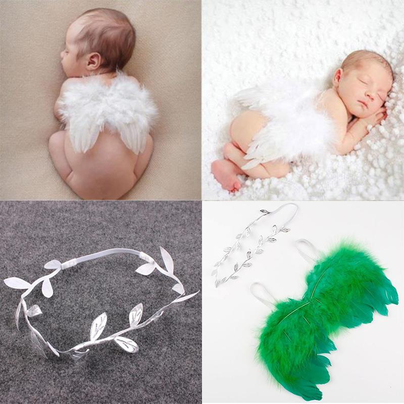 Newborn Baby Angel Wings+Headband Costume Photo Photography Props Outfits Set