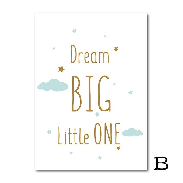 Hot Air Balloon Canvas Picture Blue Stars Cloud Nursery Print Cartoon Letter Poster Nordic Giraffe Elephant Painting Kids Room