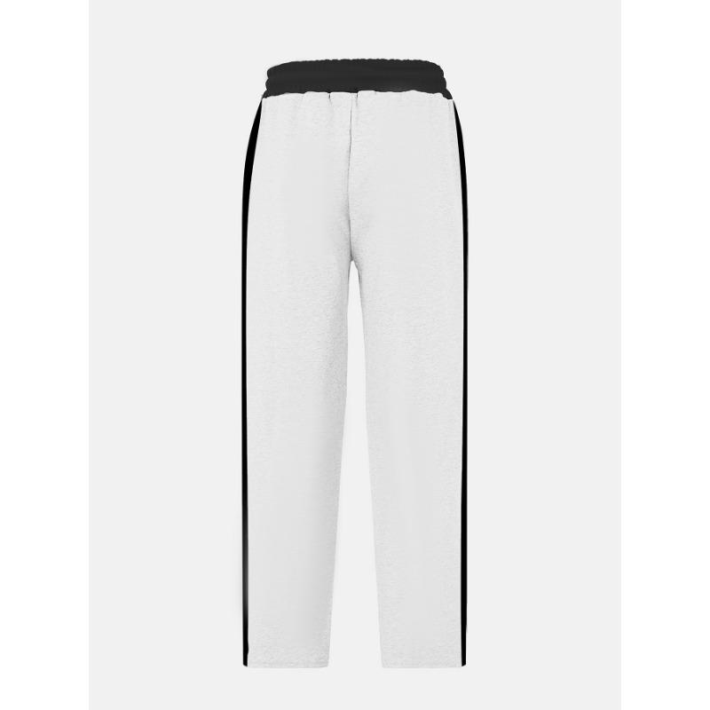 Fashion trousers men's trousers autumn and winter splicing colour collision loose straight drawstring casual trousers men
