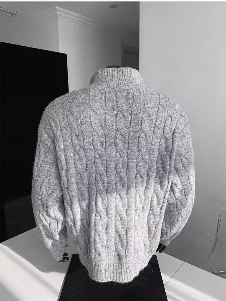 Men's Retro Cable Knit Half-Zip Sweater - Autumn Trendy, Lazy Style, American Casual Polo