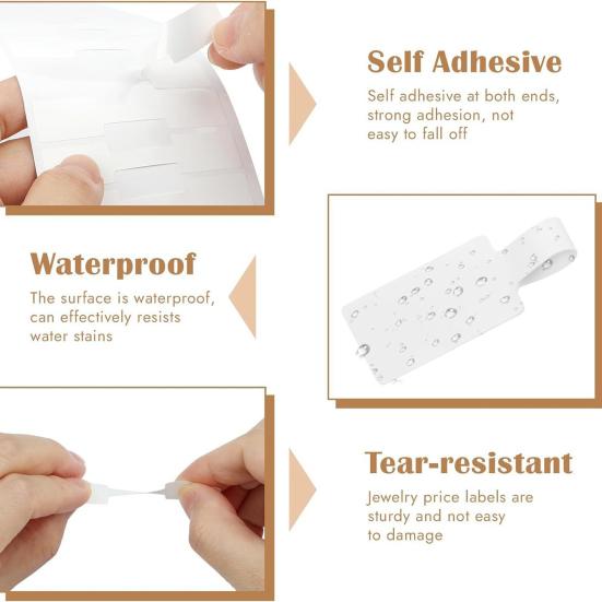 1000 Bucăți Etichete Bijuterii Autoadezive Dreptunghiulare Etichete Inel Etichete Autocolante Rezistente la Rupere pentru Colier Cercei Brățară Preț Identificare