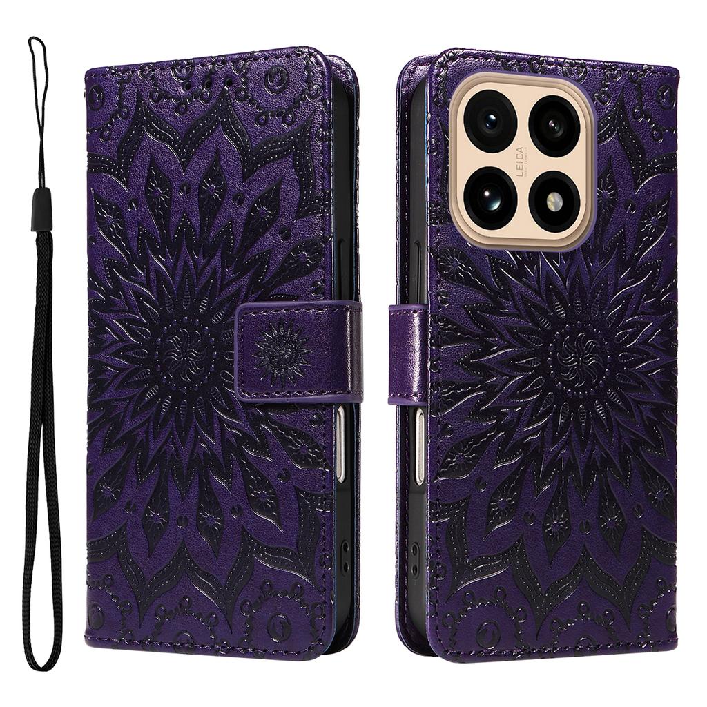 For Xiaomi 15T Leather Wallet Case Sunflower Imprinted Phone Cover