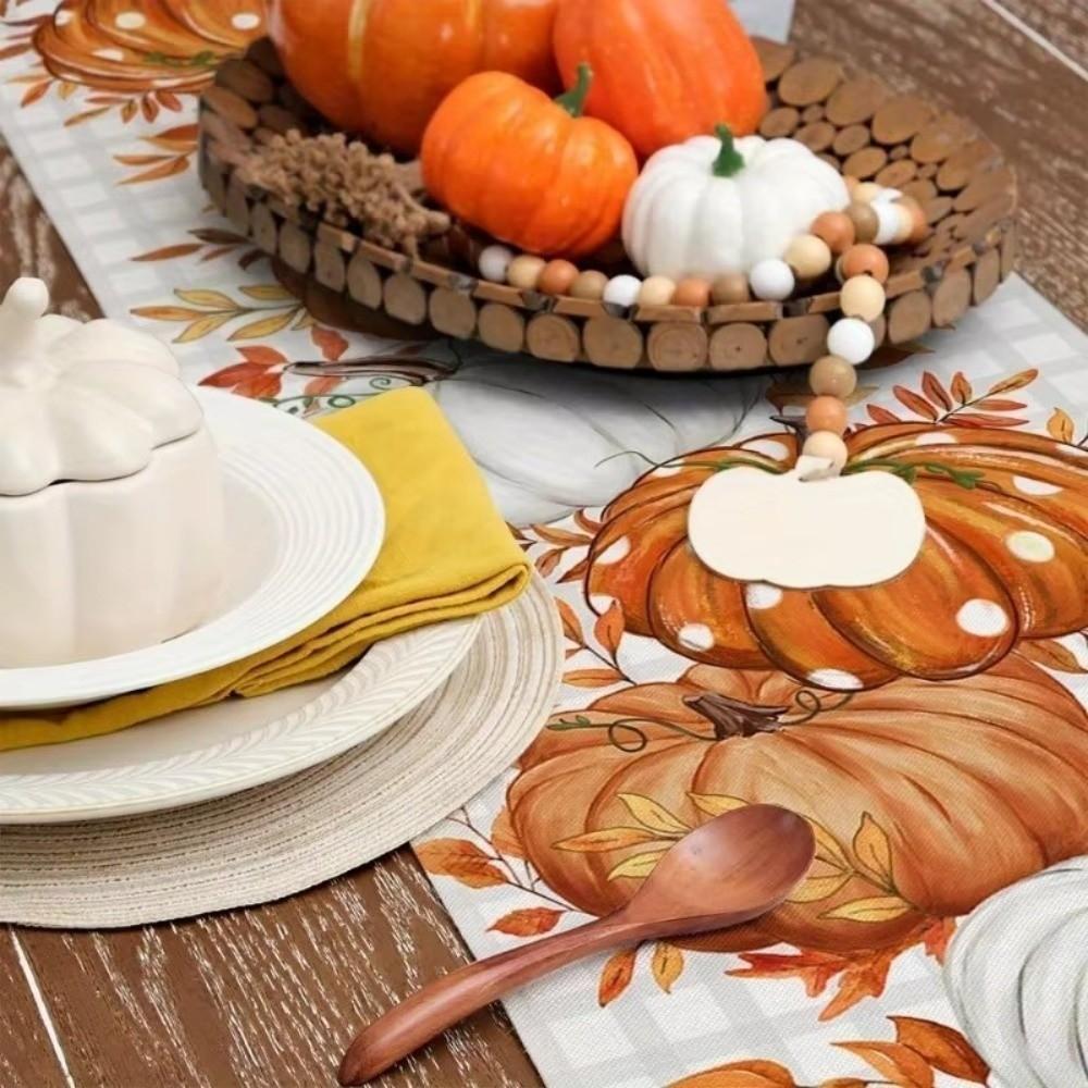 Autumn Leaf Polka Dot Pumpkin Table Runner Charming Design Harvest Festival Decor  Home Decor