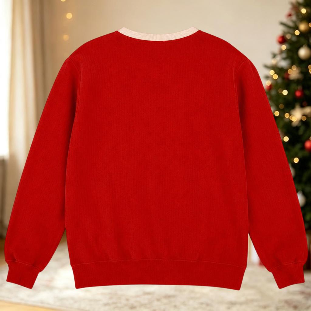 Men's Corduroy Long Sleeve Neck Shirt with Christmas Print