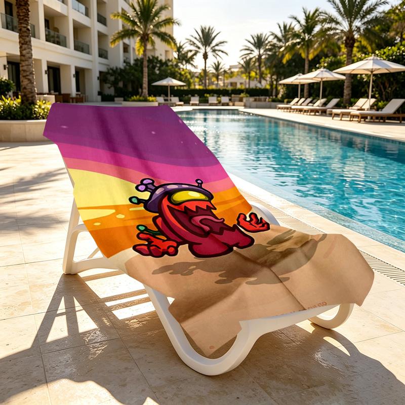 Among Us Print Beach Towel Design, Soft, Lightweight. for Home Bathroom, Spa, Pool, Yoga, Surfing, Camping, Gift for Family, Friend