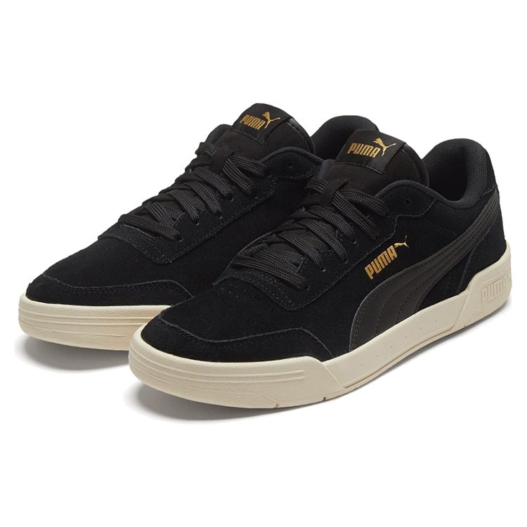 Puma Caracal Suede Comfortable Low-Top Sneakers Unisex Sneakers Black White Gold 370304-12