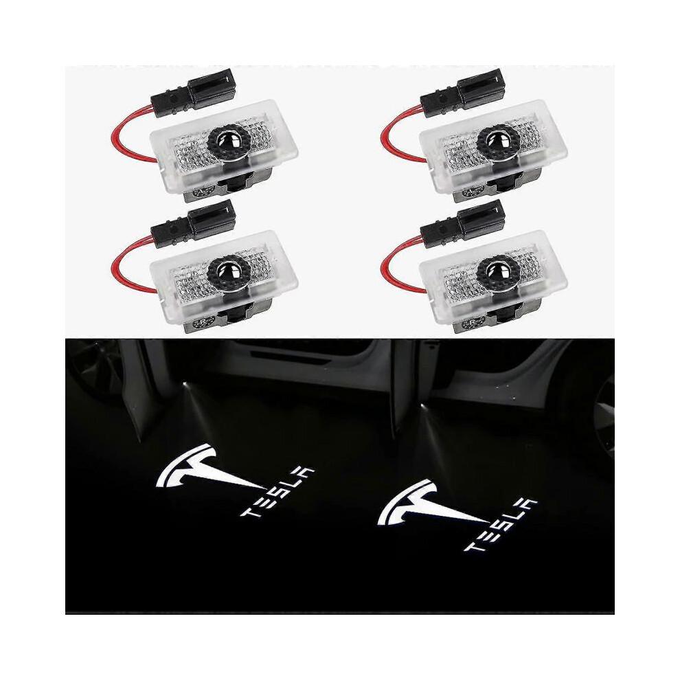Türlogo Projektorlicht Willkommenslicht Trittlicht für Tesla Model 3 Model Y Model S Model X Autotürlicht Tesla Licht Tesla Zubehör, 4 Stück/Packung
