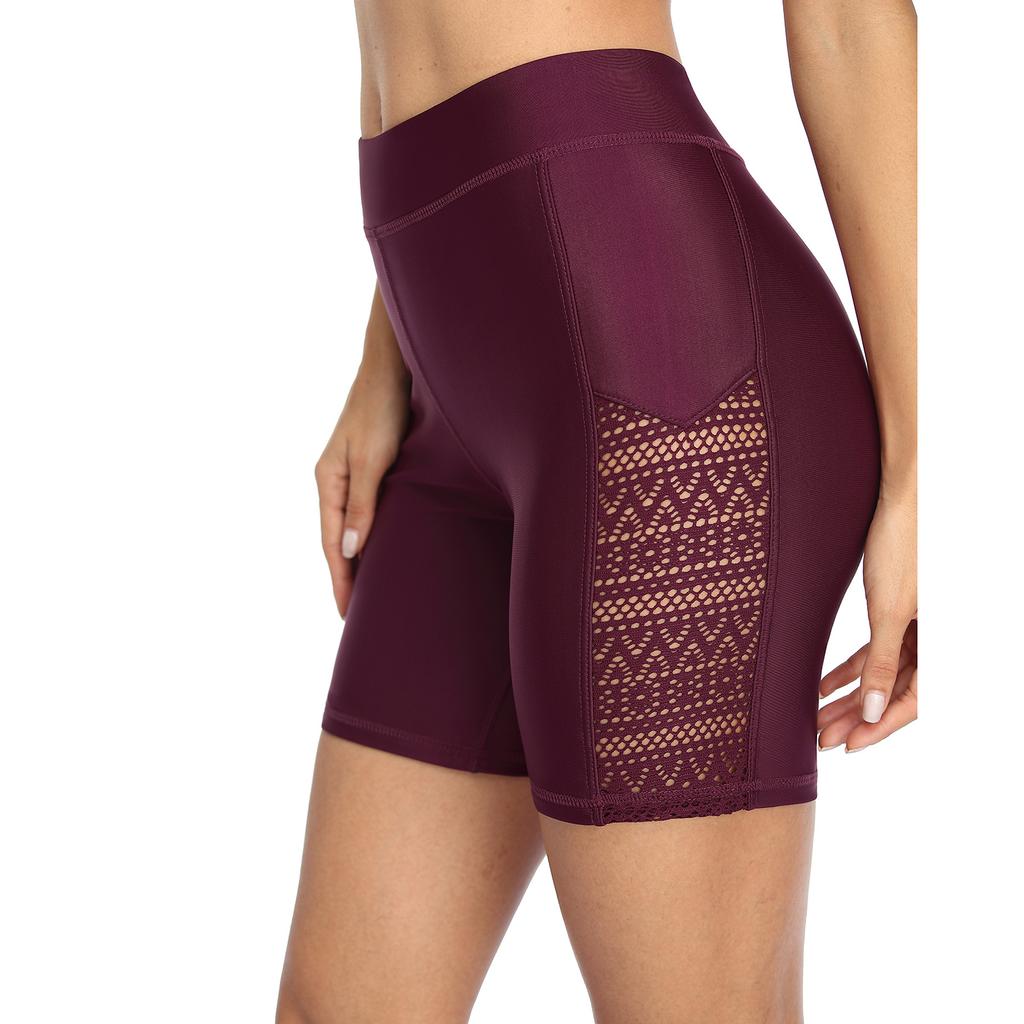 Charmleaks Dámské koupací šortky s vysokým pasem Hollow Out plavky Spodní část bikin Spodní část plavek Kalhotky Rozdělené plavky