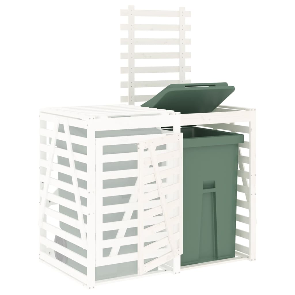 Waste Bin Box Extension White Solid Pine Wood
