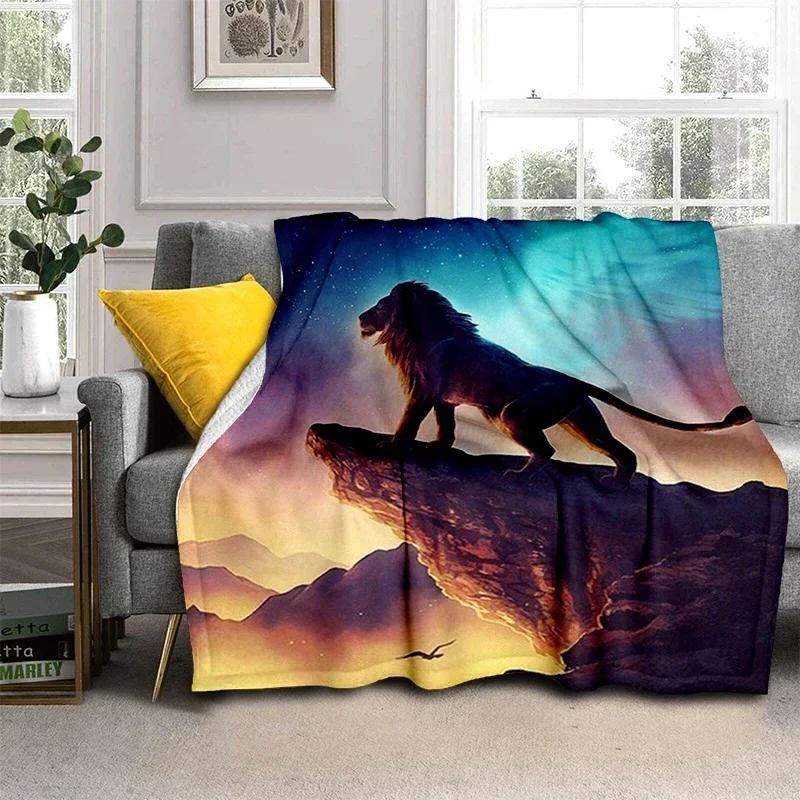 Wildlife Fierce Lion Throw Blankets, Soft Flannel Fleece Blanket Microfiber Cozy Bed Cover for Teen Boys Bedroom African Animal