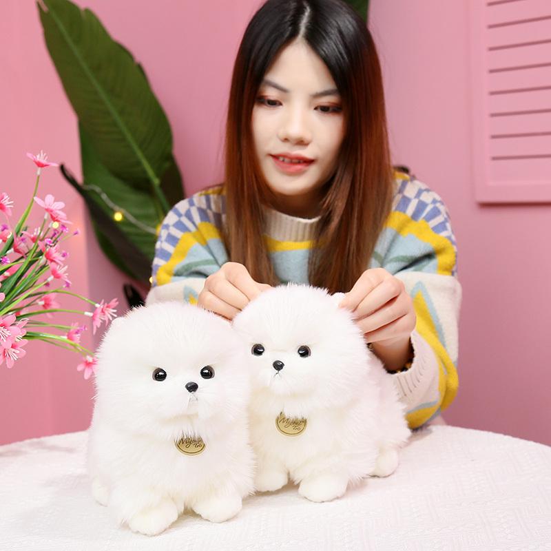 Lifelike Pomeranian Plush Toys Simulation Puppy Kawaii Teddy Dog Stuffed Animals Dolls Cute Birthday Gift Present for Children