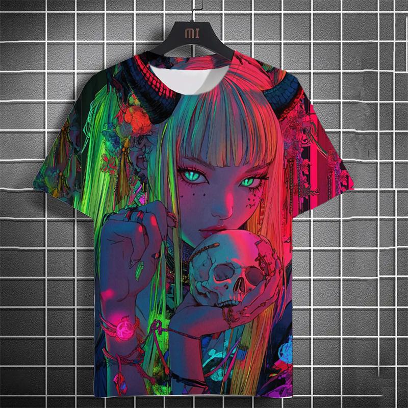 Fashion Anime Characters Graphic T Shirts For Men Summer Trendy Streetwear 3D Printed T-shirts Casual Oversized Crew Neck Tees