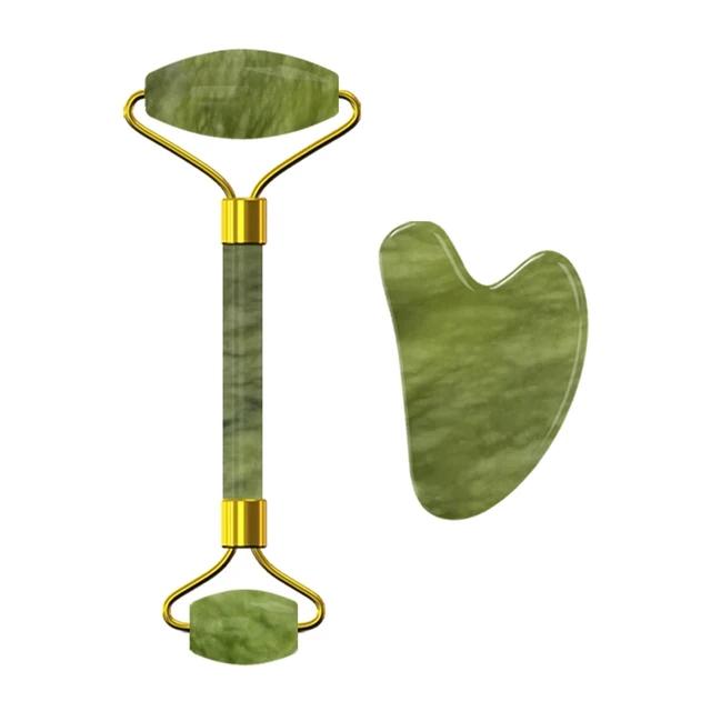 Natural Cooling Sleep Mask Jade for Eye Face Massage Stone Jade Roller Gouache Scraper Massager Set Skin Care Tools