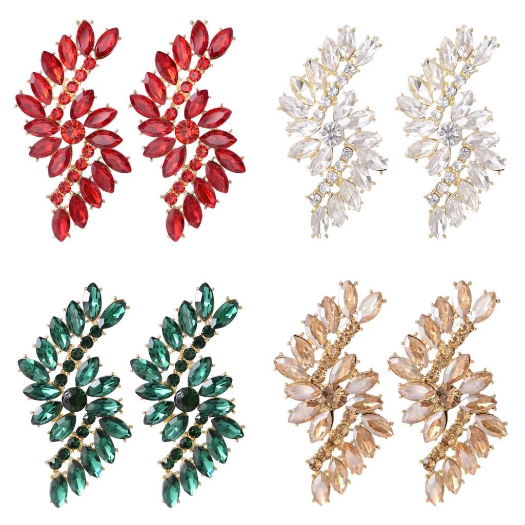 Fashion Geometric Crystal Drop Earrings For Women With Alloy Material Elegant Evening Jewelry