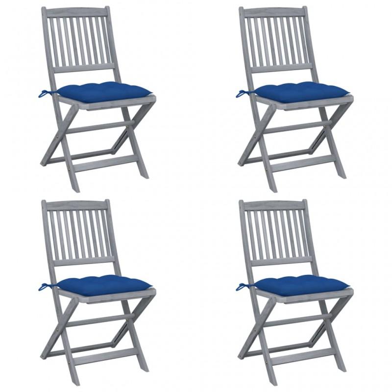 Day and Night - Day and Night Folding Garden Chairs 4 Pcs Cushions Solid Acacia Wood