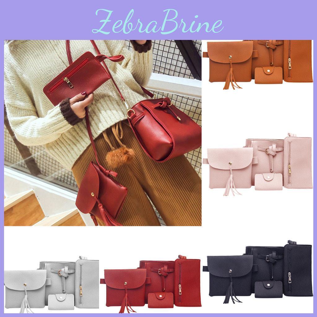 Woman 2019 Bag New Fashion Fourpiece Shoulder Bag Messenger Bag Wallet Handbag