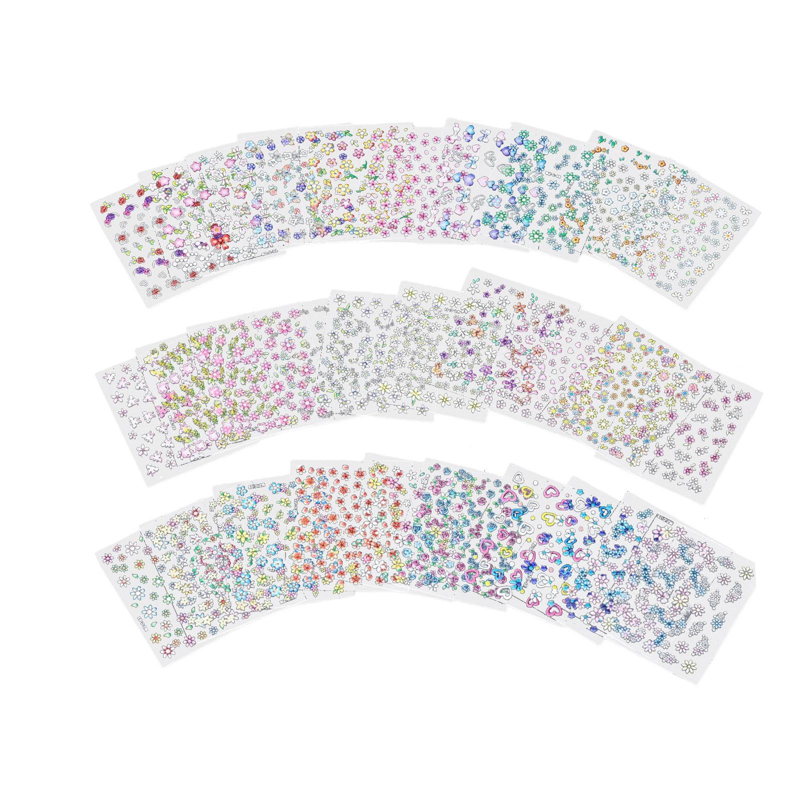 

A Set Of 30 Fresh And Cute Small-sized Children s Nail Stickers With Colorful Little Flowers. One Size белый