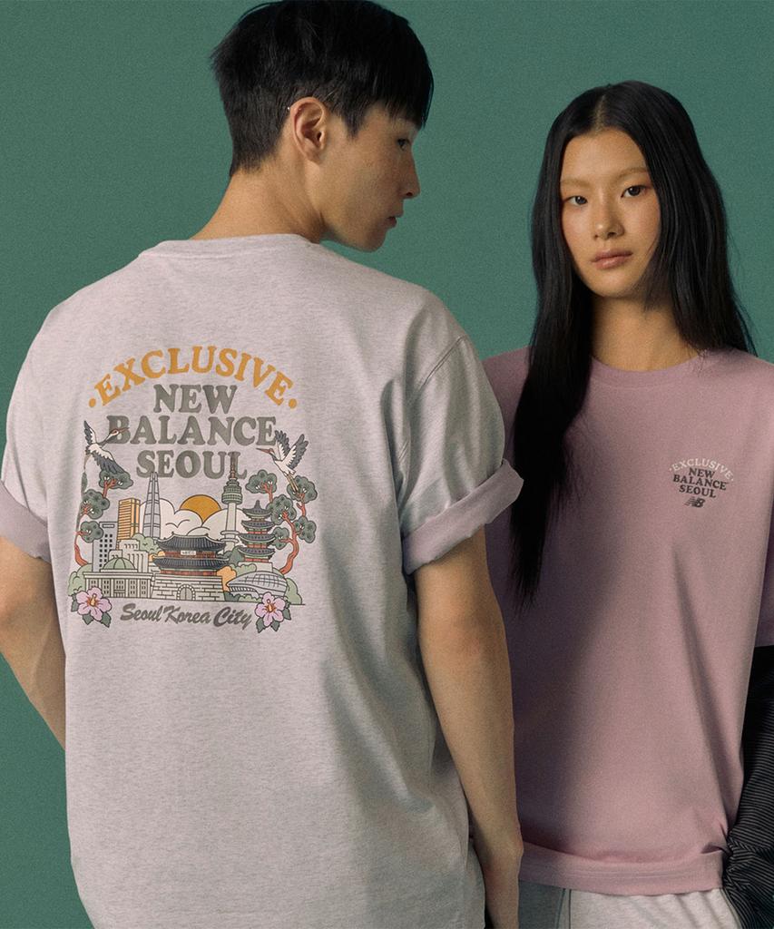 Nyuballanseu Nbneg3A073 / Uni Nb Seoul Landmark Short Sleeve T-Shirt (L/Gray)